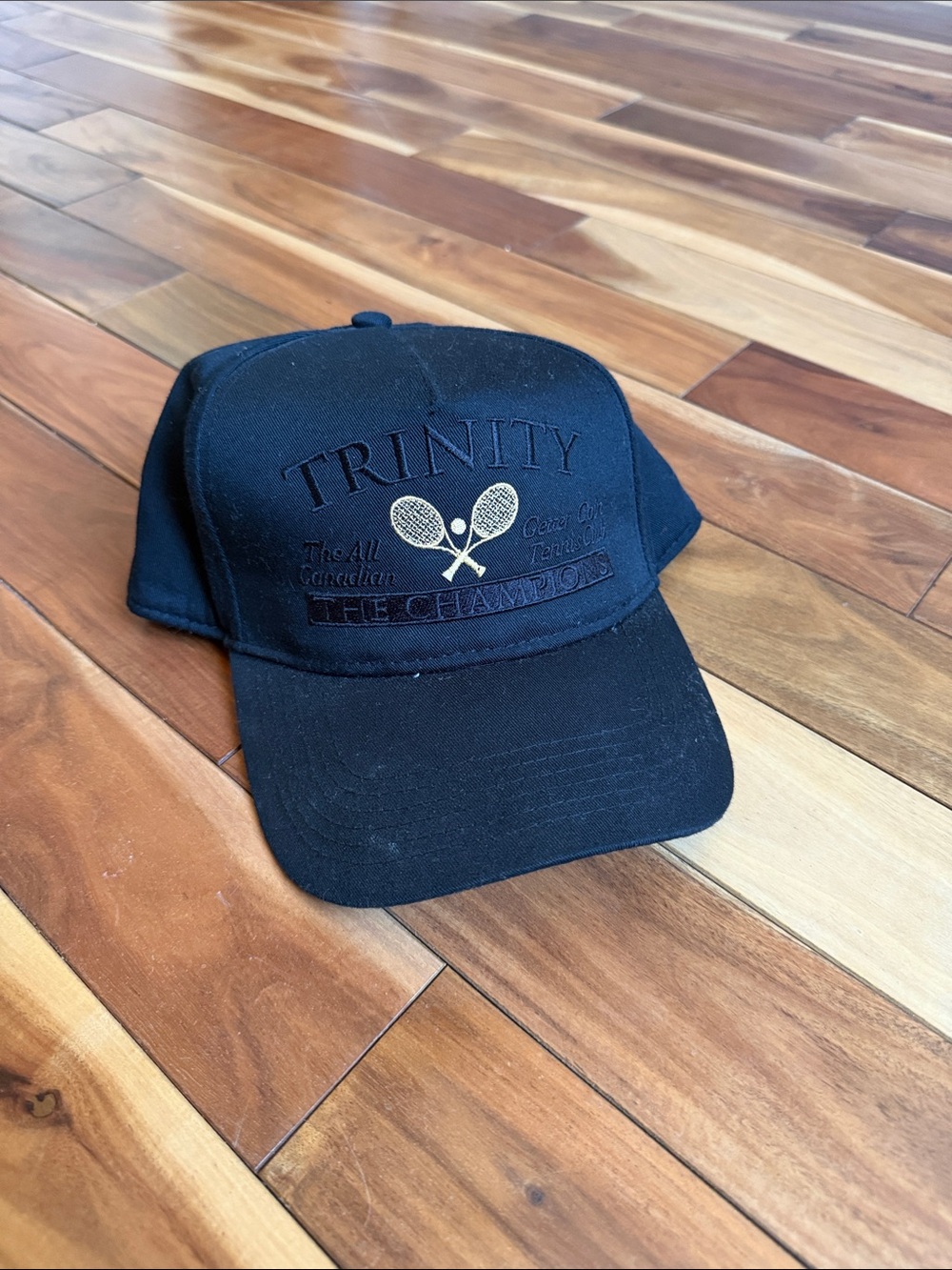Trinity Black Cap with Tennis Racket Embroidery